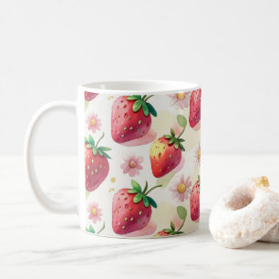 Schattigee aardbeien regenboog verjaardagsfeestje koffiemok