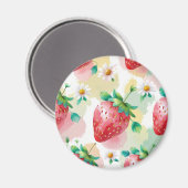 Schattigee aardbeien regenboog verjaardagsfeestje magneet (Voorkant / Achterkant)