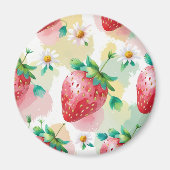 Schattigee aardbeien regenboog verjaardagsfeestje magneet (Voorkant)