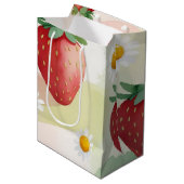 Schattigee aardbeien regenboog verjaardagsfeestje medium cadeauzakje (Voorkant Gekanteld)