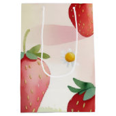 Schattigee aardbeien regenboog verjaardagsfeestje medium cadeauzakje (Achterkant)