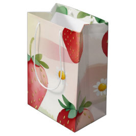 Schattigee aardbeien regenboog verjaardagsfeestje medium cadeauzakje