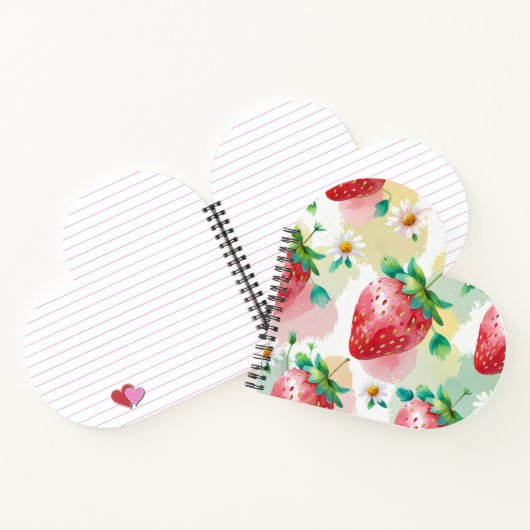 Schattigee aardbeien regenboog verjaardagsfeestje notitieboek (Binnen)