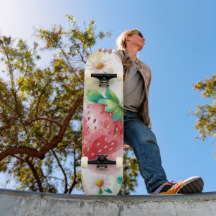 Schattigee aardbeien regenboog verjaardagsfeestje persoonlijk skateboard