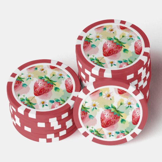 Schattigee aardbeien regenboog verjaardagsfeestje poker chips (Opstapeling)