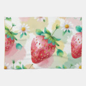 Schattigee aardbeien regenboog verjaardagsfeestje theedoek (Horizontaal)