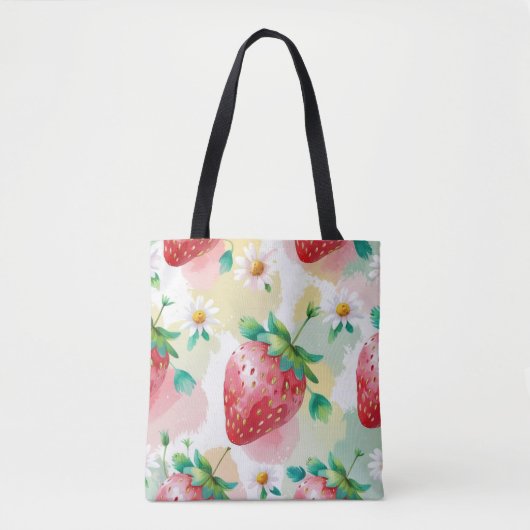 Schattigee aardbeien regenboog verjaardagsfeestje tote bag (Voorkant)