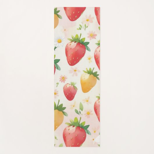 Schattigee aardbeien regenboog verjaardagsfeestje yogamat (Voorkant)