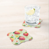 Schattigee aardbeien regenboogpatroon verjaardagsf kartonnen onderzetters (Insitu)