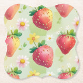 Schattigee aardbeien regenboogpatroon verjaardagsf kartonnen onderzetters (Voorkant)