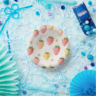 Schattigee aardbeien regenboogpatroon verjaardagsf papieren kommen