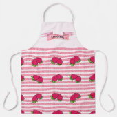 Schattigee Aardbeien & Roze Lijnen Ontwerp Aangepa Schort (Voorkant)
