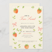 Schattigee aardbeien roze verjaardag kaart (Voorkant / Achterkant)