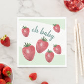 Schattigee aardbeien Waterverf Handgeschilderd op  Servet (Insitu)