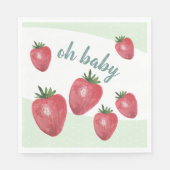 Schattigee aardbeien Waterverf Handgeschilderd op  Servet (Voorkant)