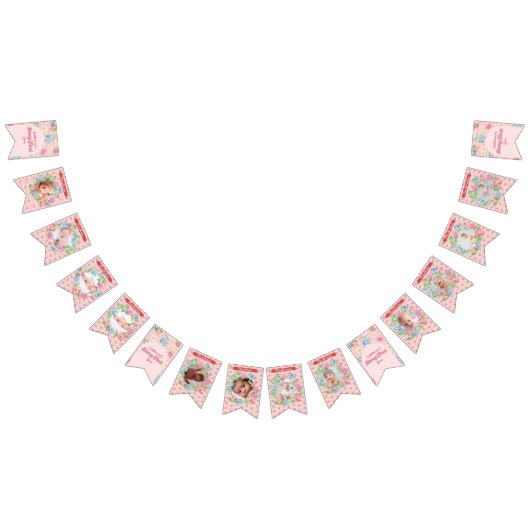 Schattigee aardbeienbes Eerste 1e Verjaardag 12 Fo Vlaggetjes (Alle)