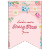 Schattigee aardbeienbes Eerste 1e Verjaardag 12 Fo Vlaggetjes (Eerste vlag)