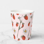 Schattigee aardbeienbessen eerste verjaardagsfeest papieren bekers (Rechts)