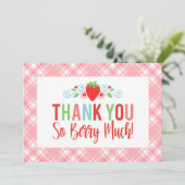 Schattigee aardbeienbessen lief dank u kaart (Staand voorkant)