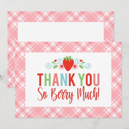 Schattigee aardbeienbessen lief dank u kaart (Voorkant / Achterkant)