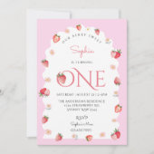 Schattigee aardbeienbessen Sweet First Birthday Wa Kaart (Voorkant)