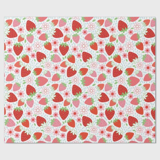 Schattigee aardbeienbessen zoet cadeaupapier (Vlak)