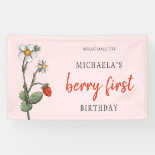 Schattigee aardbeienbloemen Berry eerste verjaarda Spandoek