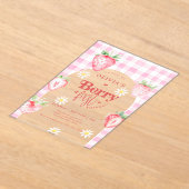 Schattigee aardbeienfruit Daisy Berry eerste verja Acryl Uitnodigingen (Laagn)