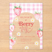 Schattigee aardbeienfruit Daisy Berry eerste verja Acryl Uitnodigingen (Voorkant)