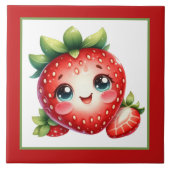 Schattigee aardbeienliefhebbers keuken tegeltje (Voorkant)