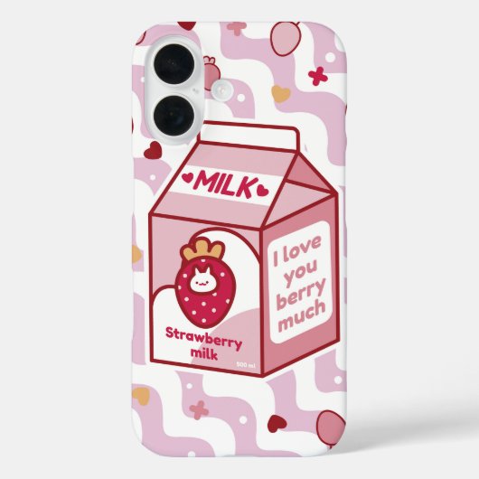 Schattigee aardbeienmelk Case-Mate iPhone case (Achterkant)