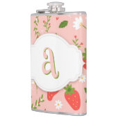 Schattigee Aardbeienpatroon Vinyl gewikkeld Kolf Heupfles (Links)