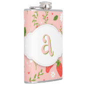 Schattigee Aardbeienpatroon Vinyl gewikkeld Kolf Heupfles (Rechts)