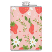 Schattigee Aardbeienpatroon Vinyl gewikkeld Kolf Heupfles (Achterkant)