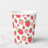 Schattigee aardbeienpatroonverjaardag papieren bekers (Achterkant)