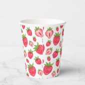 Schattigee aardbeienpatroonverjaardag papieren bekers (Rechts)