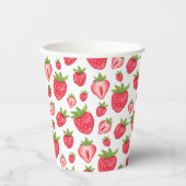 Schattigee aardbeienpatroonverjaardag papieren bekers (Voorkant)