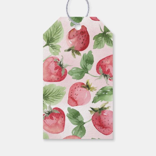 Schattigee aardbeienverjaardag dank je wel gunst cadeaulabel (Achterkant)