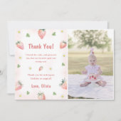 Schattigee Aardbeienverjaardag Dankjewel Foto Kaart (Voorkant)