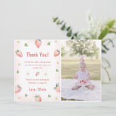 Schattigee Aardbeienverjaardag Dankjewel Foto Kaart (Staand voorkant)