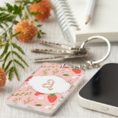 Schattigee Aardbeipatroon Acryl Sleutelhanger (Voorkant Rechts)