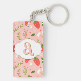 Schattigee Aardbeipatroon Acryl Sleutelhanger