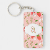 Schattigee Aardbeipatroon Acryl Sleutelhanger (Voorkant)
