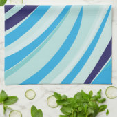 Schattigee Abstracte Blauwe Diagonale Streep Theedoek (Gevouwen)