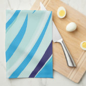 Schattigee Abstracte Blauwe Diagonale Streep Theedoek (Quarter Fold)