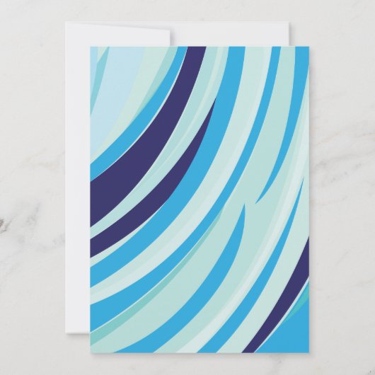 Schattigee Abstracte Blauwe Streep Strand Bruiloft Kaart (Achterkant)