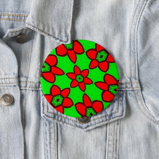 Schattigee Abstracte Bloemen Patroon Button (In situ)