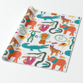 Schattigee Abstracte Dieren Kinder Patroon Cadeaupapier (Uitgerold)