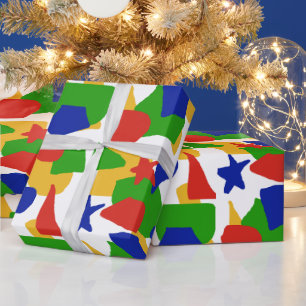 Schattigee Abstracte kinder kleurrijke Chaos Patte Cadeaupapier