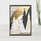 Schattigee Abstracte Minimal Origami Holiday Fox F Kaart (Voorkant)